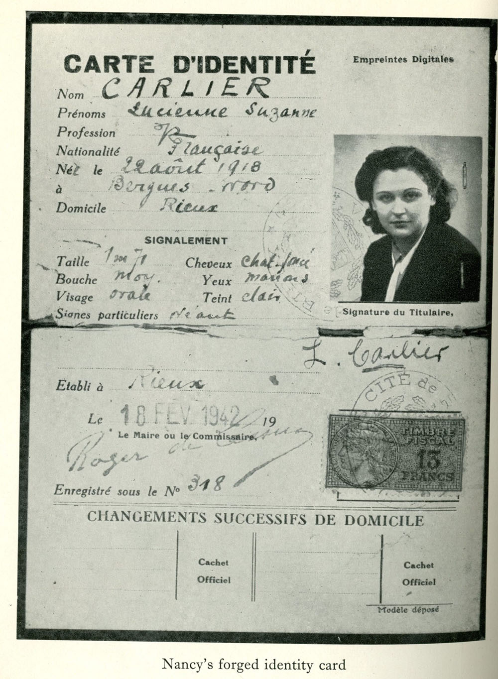 Photo of Nancy Wake's Forged Identity Card, photographer unknown.