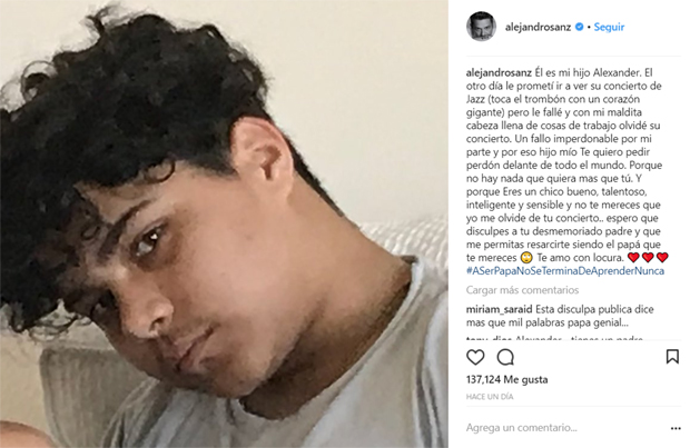 Resultado de imagen para El pedido de disculpas pÃºblico de Alejandro Sanz a su hijo extramatrimonial