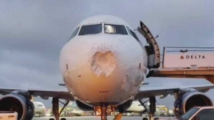 Foto: Así quedó el avión de Delta Air Lines. /miaminews24.com