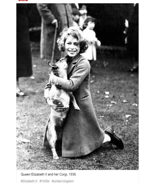 La Reina Isabel II paseando a su perro (1936) / Captura genial.guru