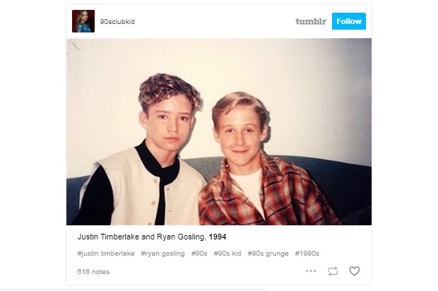 Justin Timberlake y Ryan Gosling, ambos participantes del show "Mickey Mouse Club" entre 1993 y 1994.