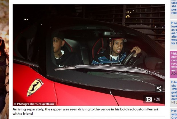 Los medios aseguran que Tyga, ex de Jenner, llegó en una Ferrari al mismo club que la celebridad / Captura www.dailymail.co.uk