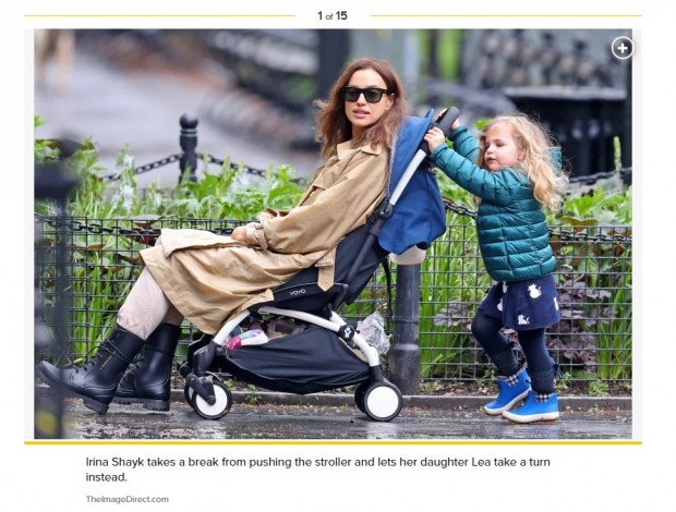 La increíble foto en la que Irina Shayk está sentada en el carrito y Lea la empuja / Captura pagesix.com