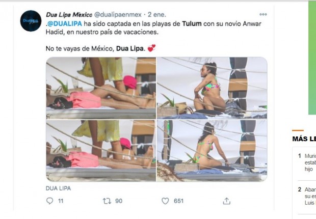 Dua Lipa en las playas mexicanas de Tulum: la cantante británica causó revuelo con estas fotos / Captura www.infobae.com