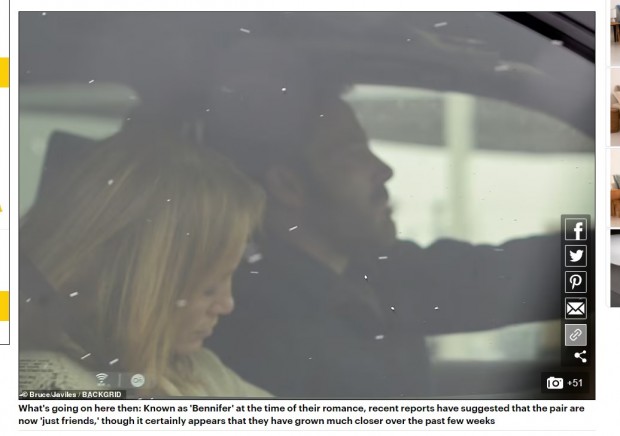 Ben Affleck y Jennifer Lopez, captados juntos en un auto / Captura www.dailymail.co.uk