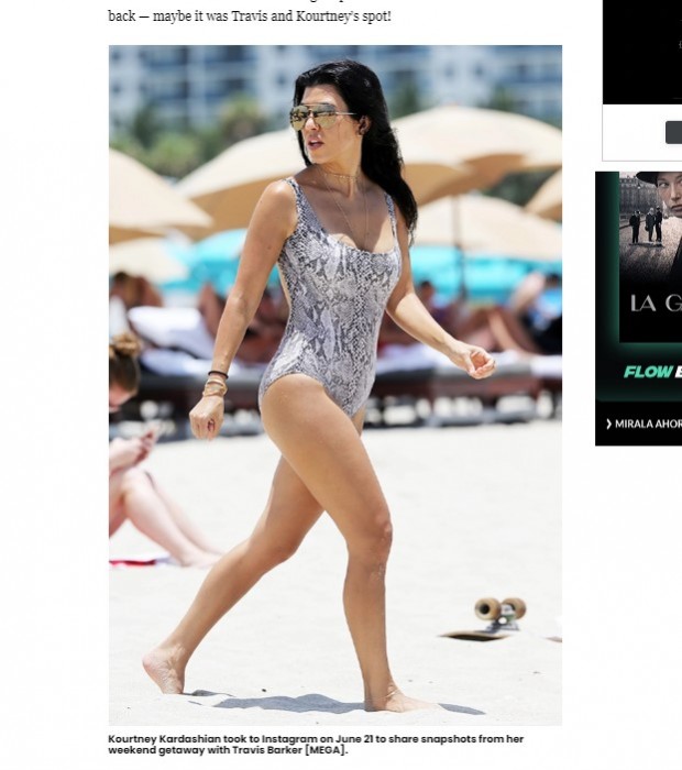 Kourtney Kardashian deslumbró en la playa con este traje de baño "animal print" / Captura hollywoodlife.com