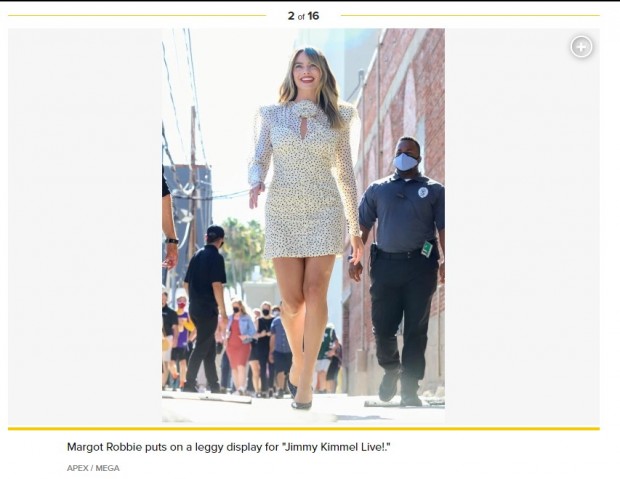 El fresco estilo elegido por Margot Robbie para ir al programa de Jimmy Kimmel / Captura pagesix.com