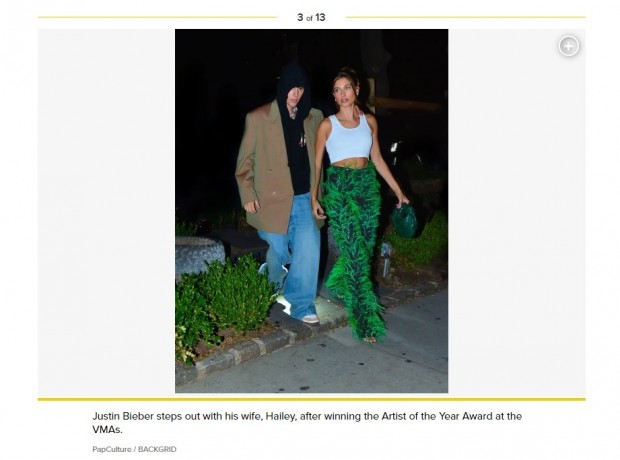 Tras ganar en los VMAs de MTV, Justin Bieber sorprendió con su tenida demasiado grande / Captura pagesix.com
