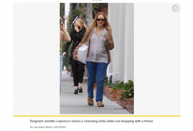 Jennifer Lawrence fue a hacer compras y mostró su panza de embarazada / Captura pagesix.com