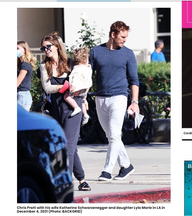 Junto a la hija de Arnold estuvieron Chris Pratt y su familia / Captura hollywoodlife.com