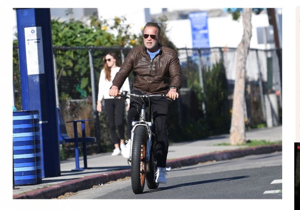 Arnold Schwarzenegger fue fotografiado andando en bicicleta / Captura radaronline.com