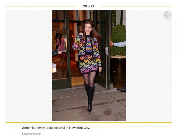 Anne Hathaway, detectada en Nueva York con este colorido atuendo / Captura pagesix.com