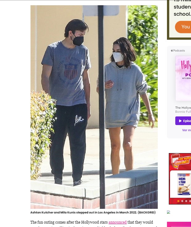 Ashton Kutcher y Mila Kunis fueron detectados en Los Ángeles / Captura hollywoodlife.com