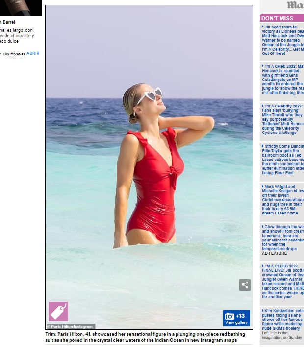 Paris Hilton cumplió su primer año de casada / Captura www.dailymail.co.uk