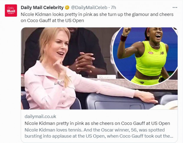 Nicole Kidman deslumbró en la final femenina del US Open / Captura twitter.com/DailyMailCeleb