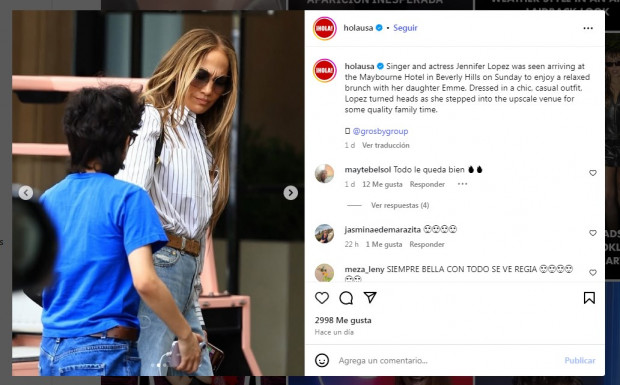 JLo surprises again with relaxed look for Brunch with his daughter Emme / capture www.instagram.com/holausa