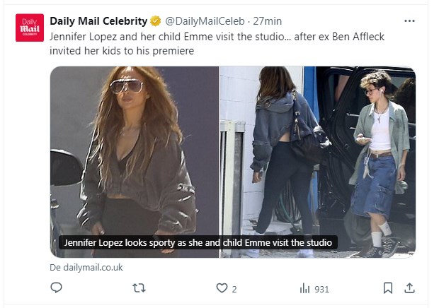 JLo was photographed with his daughter Emme, but that was not what imported the paparazzi / capture x.com/dailymailceb