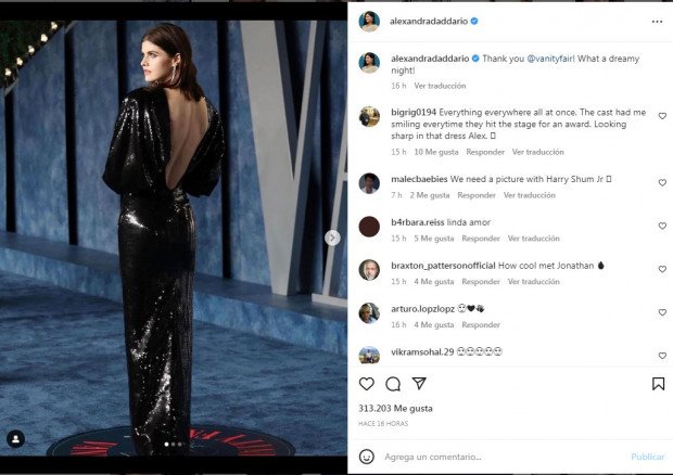 Alexandra Daddario, invitada a la fiesta posterior a los premios Óscar / www.instagram.com/alexandradaddario