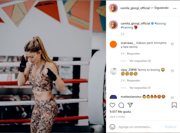 Camila Giorgi volvió a sorprender a todos al subir al ring para practicar boxeo / www.instagram.com/camila_giorgi_official
