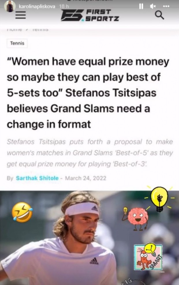 La 8° del mundo apeló a la ironía para rechazar la idea del tenista griego / as.com