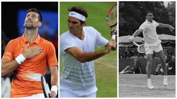 Novak Djokovic, Roger Federer y Roy Emerson, los mayores ganadores del Abierto de Australia. 