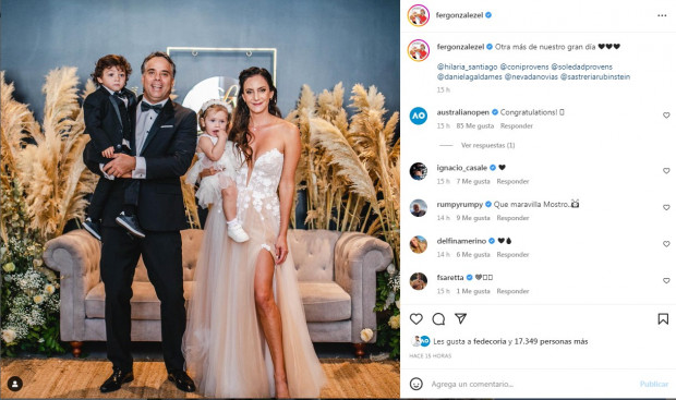 Fernando González compartió una nueva foto de su fiesta de casamiento con Luciana Aymar / www.instagram.com/fergonzalezel
