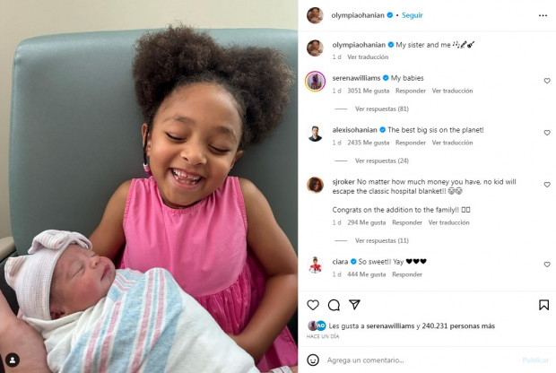 Olympia Ohanian, la primera hija de la extenista, le dio una muy cálida bienvenida a su hermanita y emocionó a todos / www.instagram.com/olympiaohanian