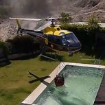Cinematográfico: Helicóptero saca agua de piscina particular para apagar incendio