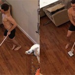 ¿Qué hace un hombre mientras asea la casa y escucha música? Una increíble coreografía en calzoncillos