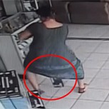 Para no creerlo: Mujer roba televisor y lo esconde entre sus piernas