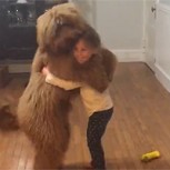 Una pequeña baila con su enorme perro: Seguro te harán recordar a Chewbacca